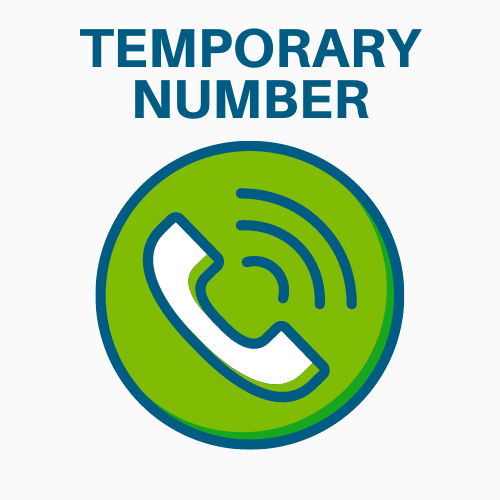 temporary number, green and blue circle with a phone in the middle